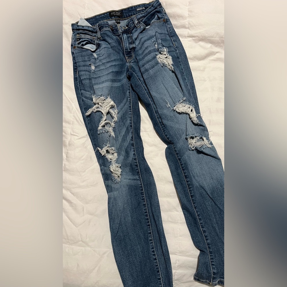 Distressed Blue Jeans